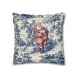 Blue Toile Santa Pillow Cover, Christmas Toile Pillowcase, French Country Christmas Decor