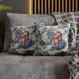Blue Toile Santa Pillow Cover, Christmas Toile Pillowcase, French Country Christmas Decor