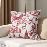 Red Toile Christmas Pillow Cover: Woodland Deer Holiday Decor