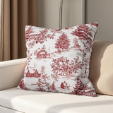 Red Toile Christmas Pillow Cover: Woodland Deer Holiday Decor