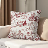 Red Toile Christmas Pillow Cover: Woodland Deer Holiday Decor