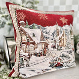Pillow Cover "BENASK" 45x45 cm, Microfiber Decorative Cushion, Red Throw Pillow, Christmas Square Pillow Case, Holiday Cozy Home Decor