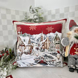 Pillow Cover "BENASK" 45x45 cm, Microfiber Decorative Cushion, Red Throw Pillow, Christmas Square Pillow Case, Holiday Cozy Home Decor