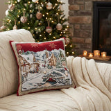 Pillow Cover "BENASK" 45x45 cm, Microfiber Decorative Cushion, Red Throw Pillow, Christmas Square Pillow Case, Holiday Cozy Home Decor