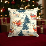 Vintage Toile de Jouy Christmas Throw Pillow Cover, Winter Sleigh Ride