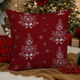 Red Toile de Jouy Christmas Throw Pillow Cover, Velvety Cotton Blend Decor