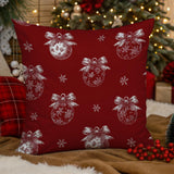 Red Toile de Jouy Christmas Throw Pillow Cover, Velvety Cotton Blend Decor