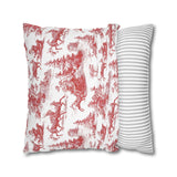 Red Christmas Toile Pillow Cover, Santa Sleigh and Reindeer Pillowcase, Farmhouse Holiday Decor