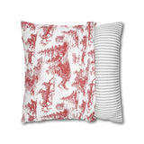 Red Christmas Toile Pillow Cover, Santa Sleigh and Reindeer Pillowcase, Farmhouse Holiday Decor