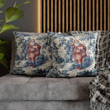 Blue Toile Santa Pillow Cover, Christmas Toile Pillowcase, French Country Christmas Decor