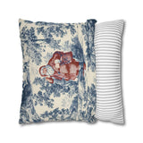 Blue Toile Santa Pillow Cover, Christmas Toile Pillowcase, French Country Christmas Decor