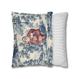 Blue Toile Santa Pillow Cover, Christmas Toile Pillowcase, French Country Christmas Decor