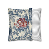 Blue Toile Santa Pillow Cover, Christmas Toile Pillowcase, French Country Christmas Decor