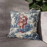 Blue Toile Santa Pillow Cover, Christmas Toile Pillowcase, French Country Christmas Decor