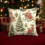 Vintage Toile de Jouy Christmas Throw Pillow Cover, Winter Sleigh Ride