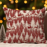 Holiday Throw Pillow Cover: Red White Toile Pattern (Velvety Soft)