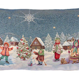 Jesus Is Born Christmas Pillow Cover 18x18 inch, Gold Lurex Nativity Cushion Case, Holiday Tapestry Pillow, Christian Christmas Decor