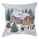 Christmas Tapestry Throw Pillow Cover 45x45 cm, Gray Gold Lurex Decorative Cushion, Holiday Home Decor, Square Accent Pillow