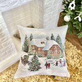 Christmas Tapestry Throw Pillow Cover 45x45 cm, Gray Gold Lurex Decorative Cushion, Holiday Home Decor, Square Accent Pillow