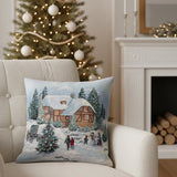 Christmas Tapestry Throw Pillow Cover 45x45 cm, Gray Gold Lurex Decorative Cushion, Holiday Home Decor, Square Accent Pillow