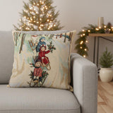 Beige Christmas Pillow Cover 17.7"x17.7" (45x45 cm), Square Tapestry Cushion, Holiday Home Decor, Cozy Winter Accent, Sofa pillow cover
