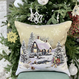 Brown and Green Christmas Pillow Cover 18"x18" inch (45x45 cm), Square Tapestry Cushion, Cozy Holiday Home Decor, Winter Holiday Home Accent