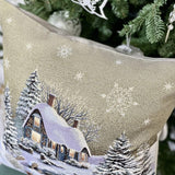 Brown and Green Christmas Pillow Cover 18"x18" inch (45x45 cm), Square Tapestry Cushion, Cozy Holiday Home Decor, Winter Holiday Home Accent