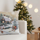 Brown and Green Christmas Pillow Cover 18"x18" inch (45x45 cm), Square Tapestry Cushion, Cozy Holiday Home Decor, Winter Holiday Home Accent