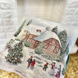 Christmas Tapestry Throw Pillow Cover 45x45 cm, Gray Gold Lurex Decorative Cushion, Holiday Home Decor, Square Accent Pillow