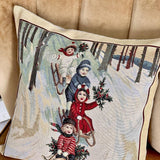 Beige Christmas Pillow Cover 17.7"x17.7" (45x45 cm), Square Tapestry Cushion, Holiday Home Decor, Cozy Winter Accent, Sofa pillow cover