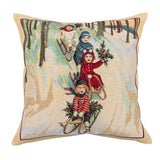 Beige Christmas Pillow Cover 17.7"x17.7" (45x45 cm), Square Tapestry Cushion, Holiday Home Decor, Cozy Winter Accent, Sofa pillow cover
