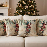 Beige Christmas Pillow Cover 17.7"x17.7" (45x45 cm), Square Tapestry Cushion, Holiday Home Decor, Cozy Winter Accent, Sofa pillow cover