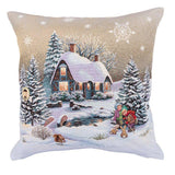 Brown and Green Christmas Pillow Cover 18"x18" inch (45x45 cm), Square Tapestry Cushion, Cozy Holiday Home Decor, Winter Holiday Home Accent