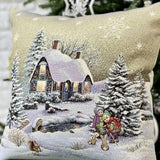 Brown and Green Christmas Pillow Cover 18"x18" inch (45x45 cm), Square Tapestry Cushion, Cozy Holiday Home Decor, Winter Holiday Home Accent