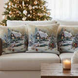 Brown and Green Christmas Pillow Cover 18"x18" inch (45x45 cm), Square Tapestry Cushion, Cozy Holiday Home Decor, Winter Holiday Home Accent
