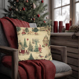 Old Fashioned Style Christmas Village Throw Pillows and Covers