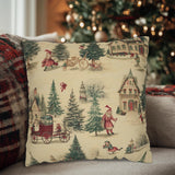 Old Fashioned Style Christmas Village Throw Pillows and Covers