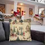 Old Fashioned Style Christmas Village Throw Pillows and Covers