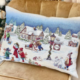 Christmas Pillow Cover, Winter Village Tapestry Woven Cushion Cover, Woven Christmas Throw Pillow, Holiday Cushion Case, Farmhouse Decor