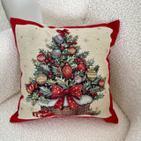 Christmas Pillow Cover, Tapestry Woven Christmas Cushion Cover, Holiday Throw Pillow, Christmas Tree Pillow, Festive Home Decor