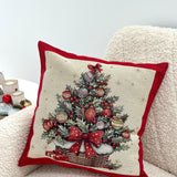 Christmas Pillow Cover, Tapestry Woven Christmas Cushion Cover, Holiday Throw Pillow, Christmas Tree Pillow, Festive Home Decor