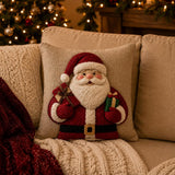 Christmas Santa Pillow Cover Christmas Cushion Cover Grey Linen Sofa Cushion Cover Holiday Home Decor Gift 45 x 45 cm