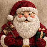 Christmas Santa Pillow Cover Christmas Cushion Cover Grey Linen Sofa Cushion Cover Holiday Home Decor Gift 45 x 45 cm