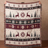 Cosy Christmas Reindeer Blanket – Woven Red and Green Throw