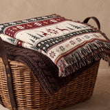 Cosy Christmas Reindeer Blanket – Woven Red and Green Throw