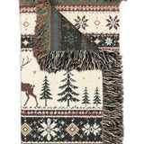 Cosy Christmas Reindeer Blanket – Woven Red and Green Throw