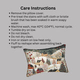 Retro Christmas Village Snowy Day Countryside Lumbar Accent Pillow | Cozy Festive Winter Holiday Seasonal Home Decor Xmas Throw Pillow