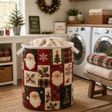 Snowflake & Wreath Patchwork | Quilted Laundry Basket