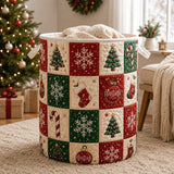 Snowflake & Wreath Patchwork | Quilted Laundry Basket