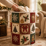 Snowflake & Wreath Patchwork | Quilted Laundry Basket